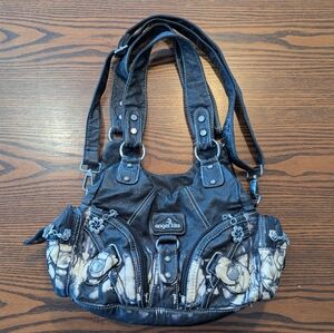 Angel Kiss Black and Cream Patterned Shoulder Bag